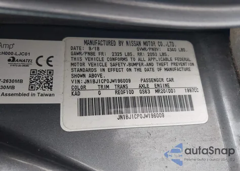 2018 Nissan Rogue Sport Sl z USA, uszkodzony, nr VIN JN1BJ1CP0JW196009